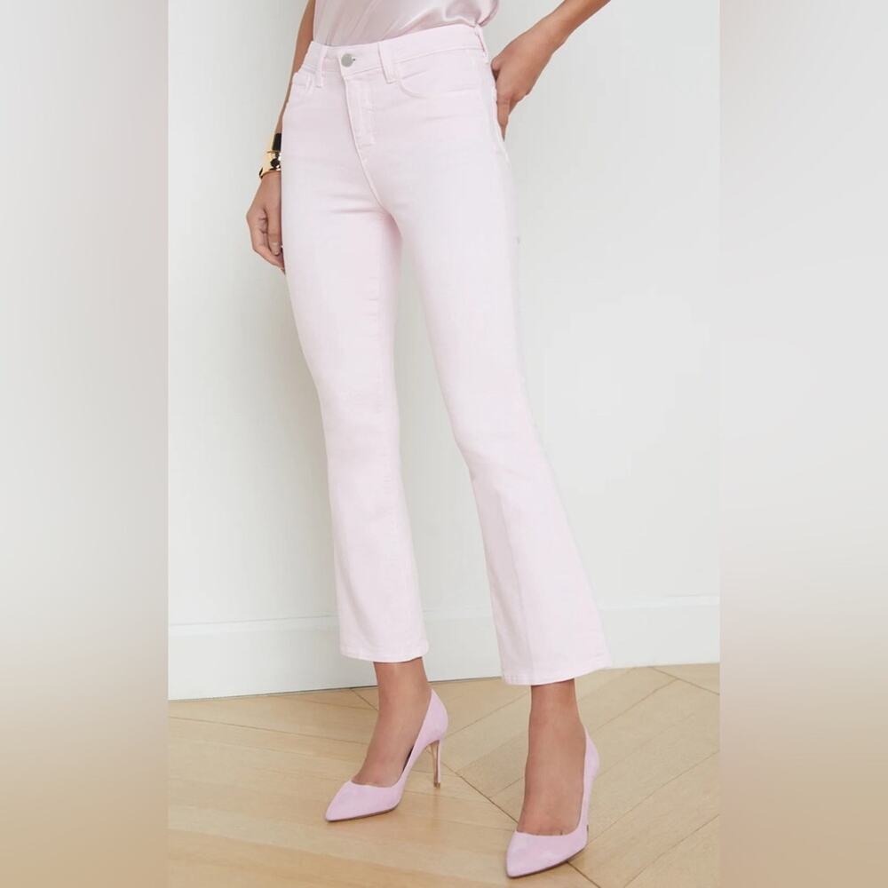 *L'AGENCE Mira Cropped Micro Boot Jeans Pink 26 NWT*
